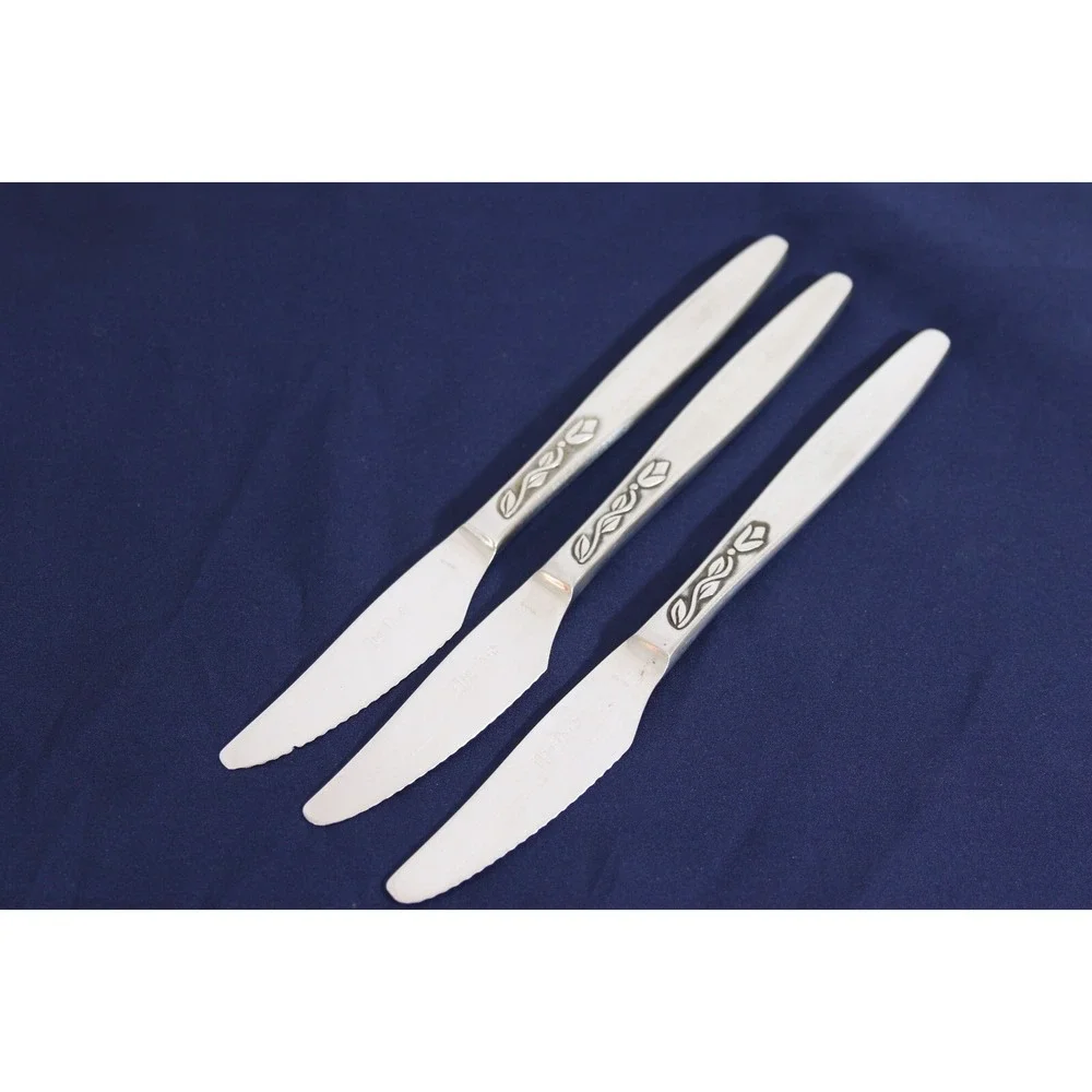 Amefa Holland Stainless Flatware Tulip Time Dinner Knives Set of 3 Vintage 8.25